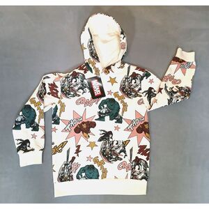 Marvel Sweatshirt Kids Beige Comics Hulk Spider-Man Thor Iron Man Graphic Size S